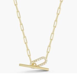 Nordstrom Paper Clip Chain Pave Bar Necklace New